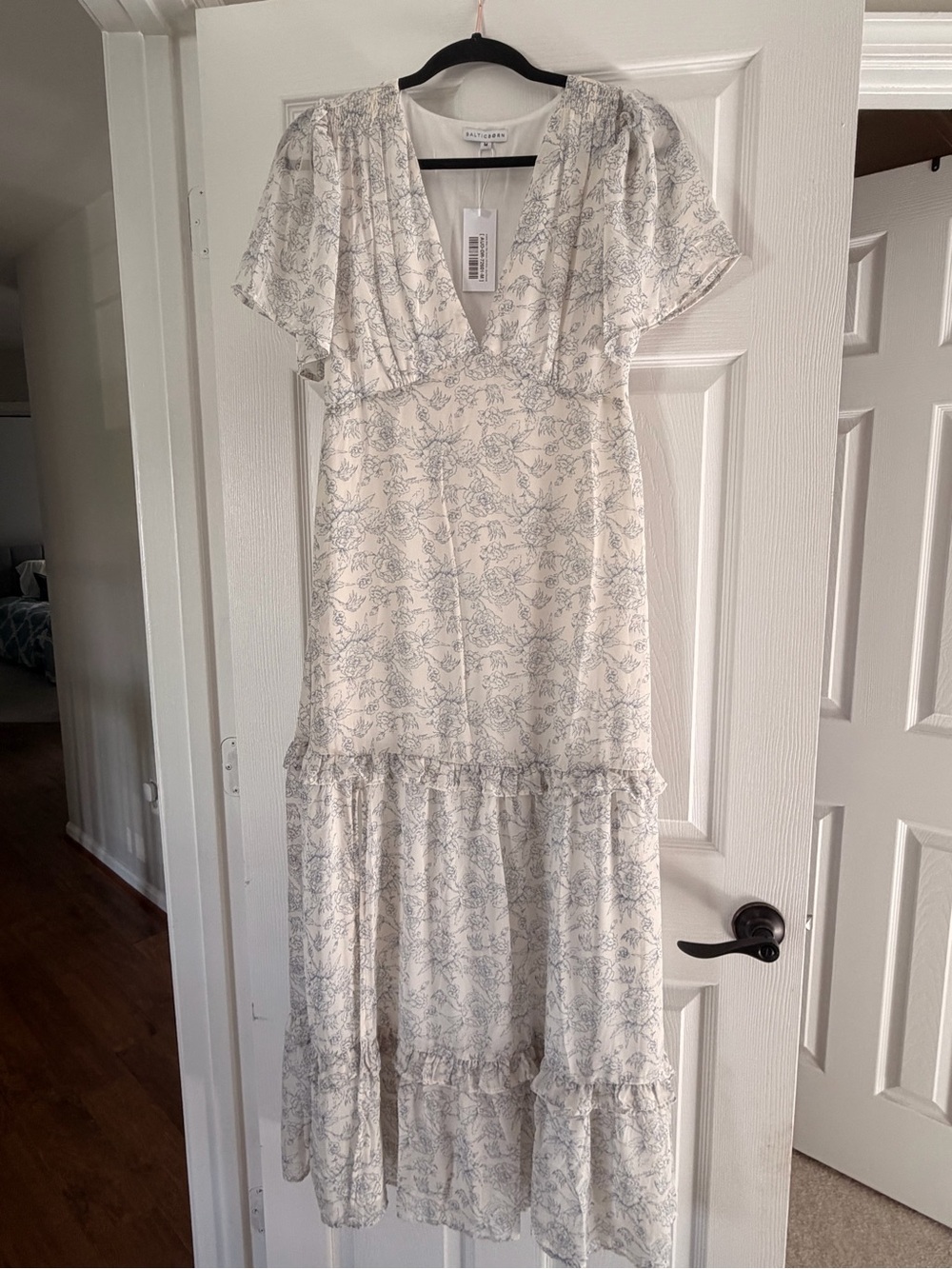 Baltic Born Ivory Dress with Pale Gray Floral Print